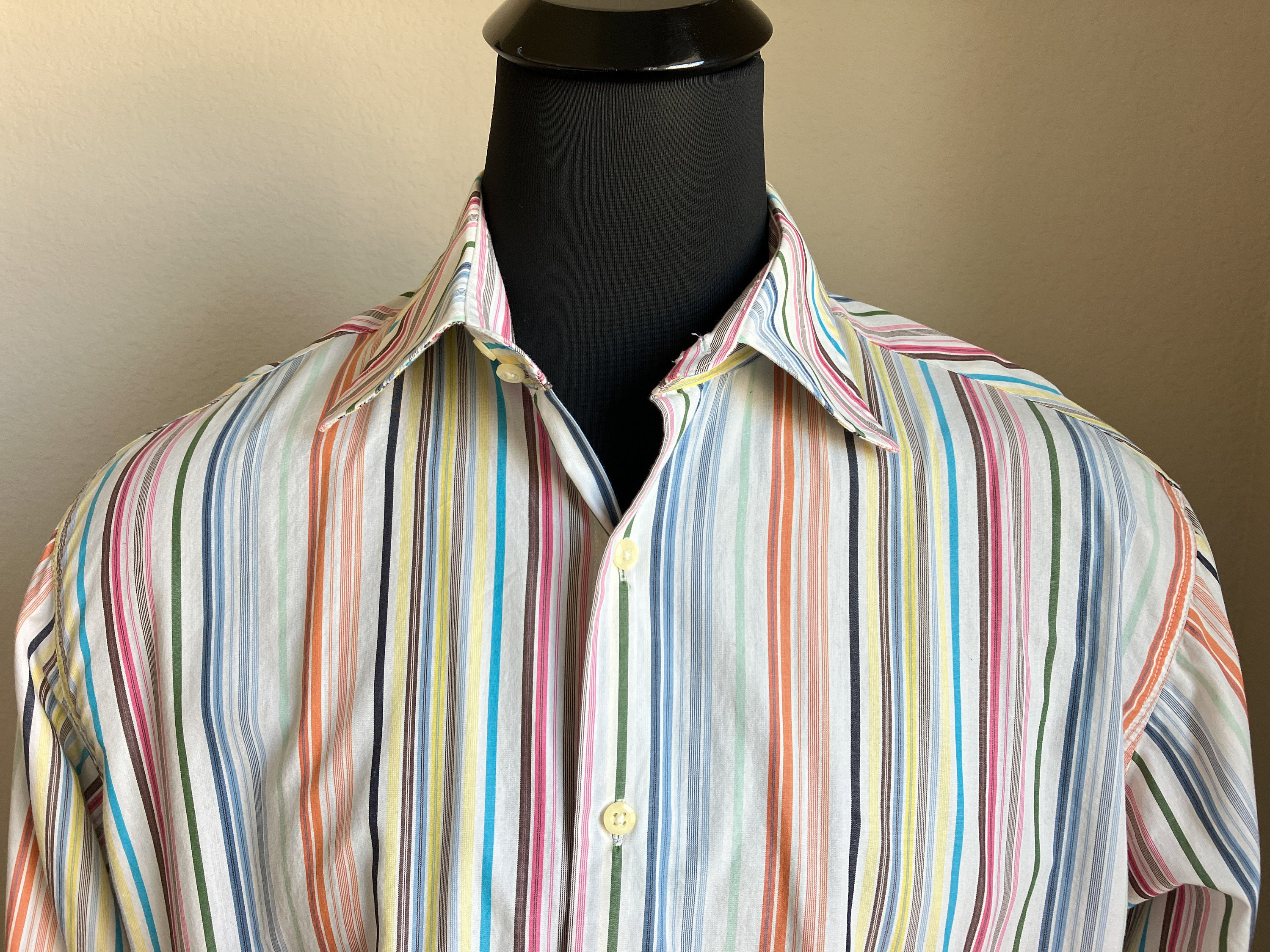 2000s dress shirt 1990s Designer Button Down, Striped Men's hippie style dress great for party Group Color:lime Plus Size 90s T