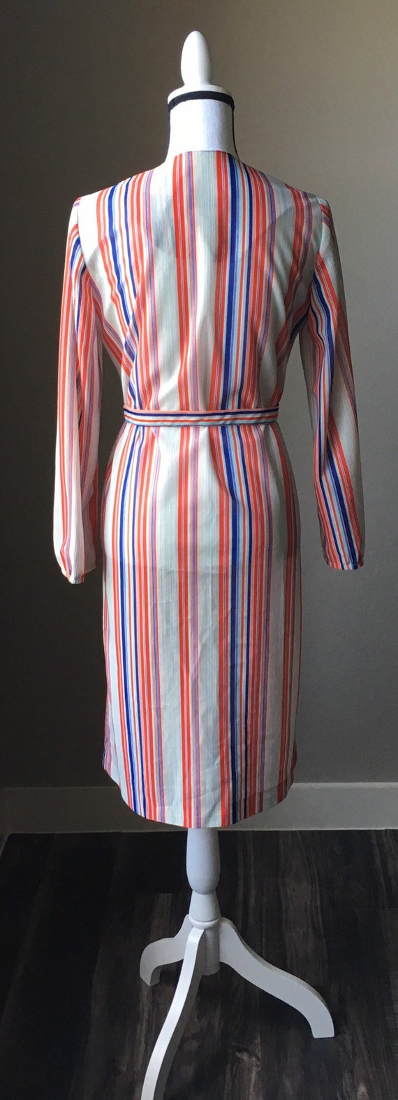 1960s Striped Belted Dress, 1970s Dress with Stri… - image 4