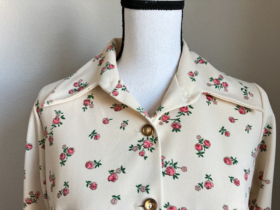 1960s Floral Blouse, 1970s Wide Collar Shirt - image 3