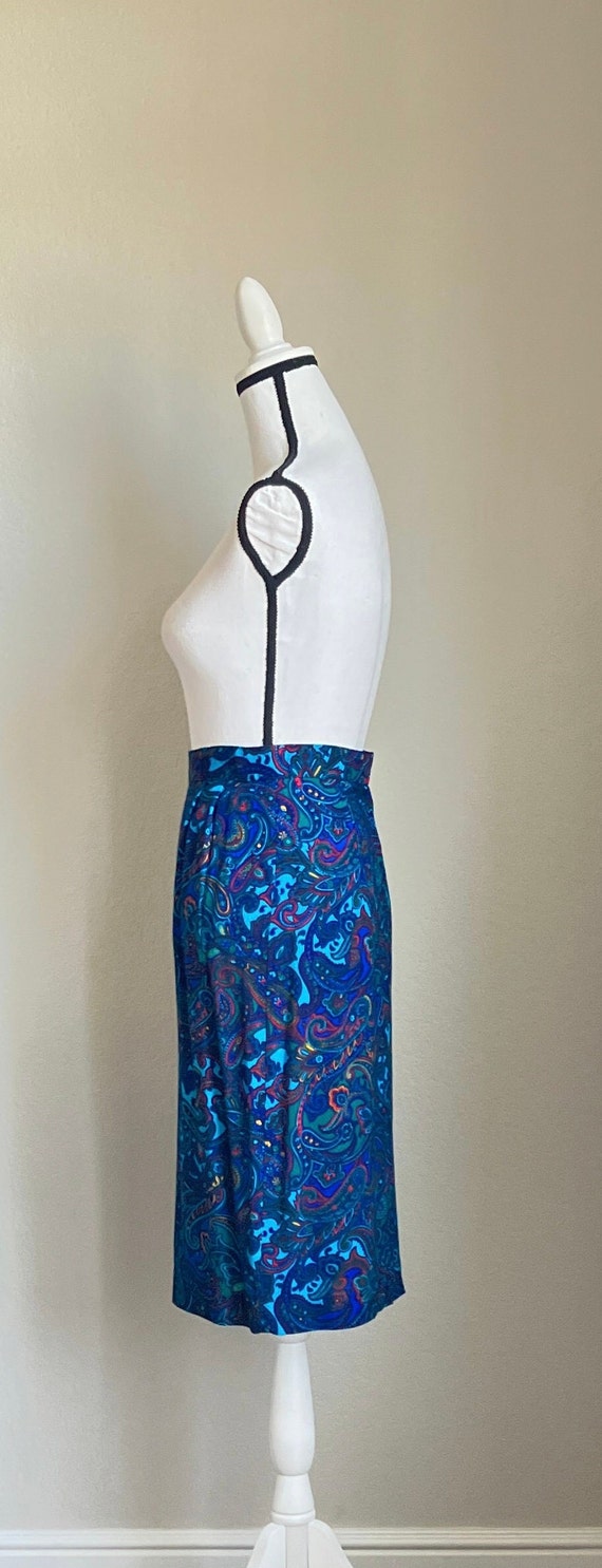 1980s Paisley Midi Skirt, 1990s Colorful Skirt - image 4