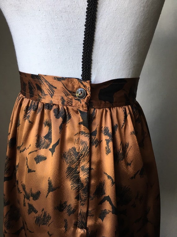 1980s Abstract Floral Print Skirt, 1980s Copper S… - image 6