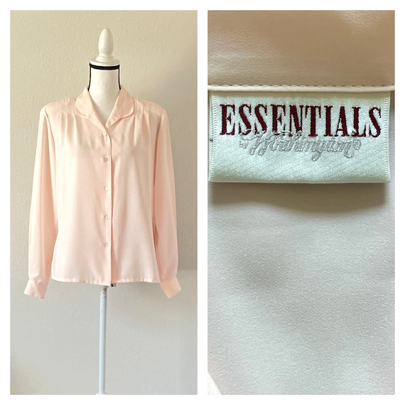 1980s Peach Blouse, 1980s Pintuck Pink Top - image 1