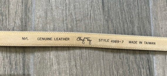 1980s Thin Taupe Belt, Vintage Light Tan Leather … - image 8