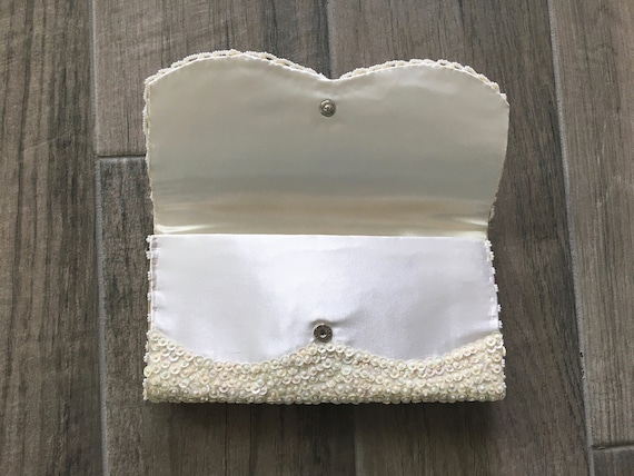 1940s Ivory Beaded and Sequined Clutch, 1930s Clu… - image 6