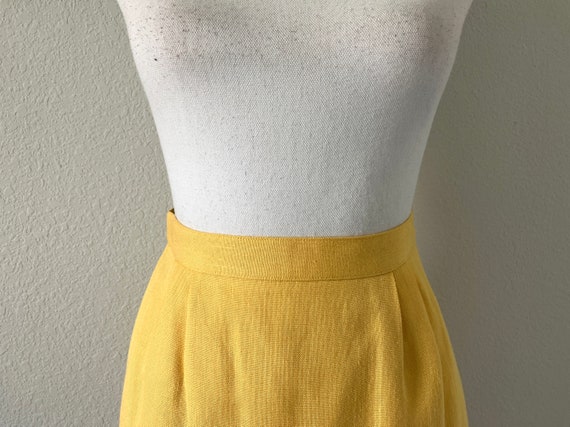 1960s Yellow Straight Skirt, Vintage Linen Blend … - image 3