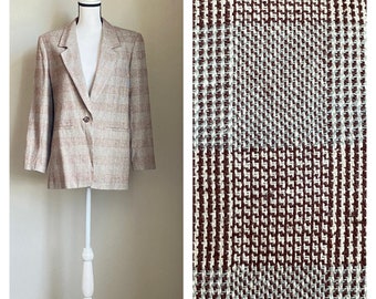 1990s Boyfriend Blazer, Vintage Silk Plaid Jacket