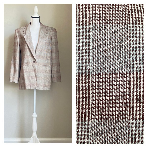 1990s Boyfriend Blazer, Vintage Silk Plaid Jacket