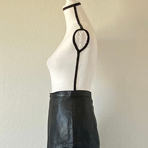 1980s Black Leather Skirt, Vintage Soft Leather Pencil Skirt image 4