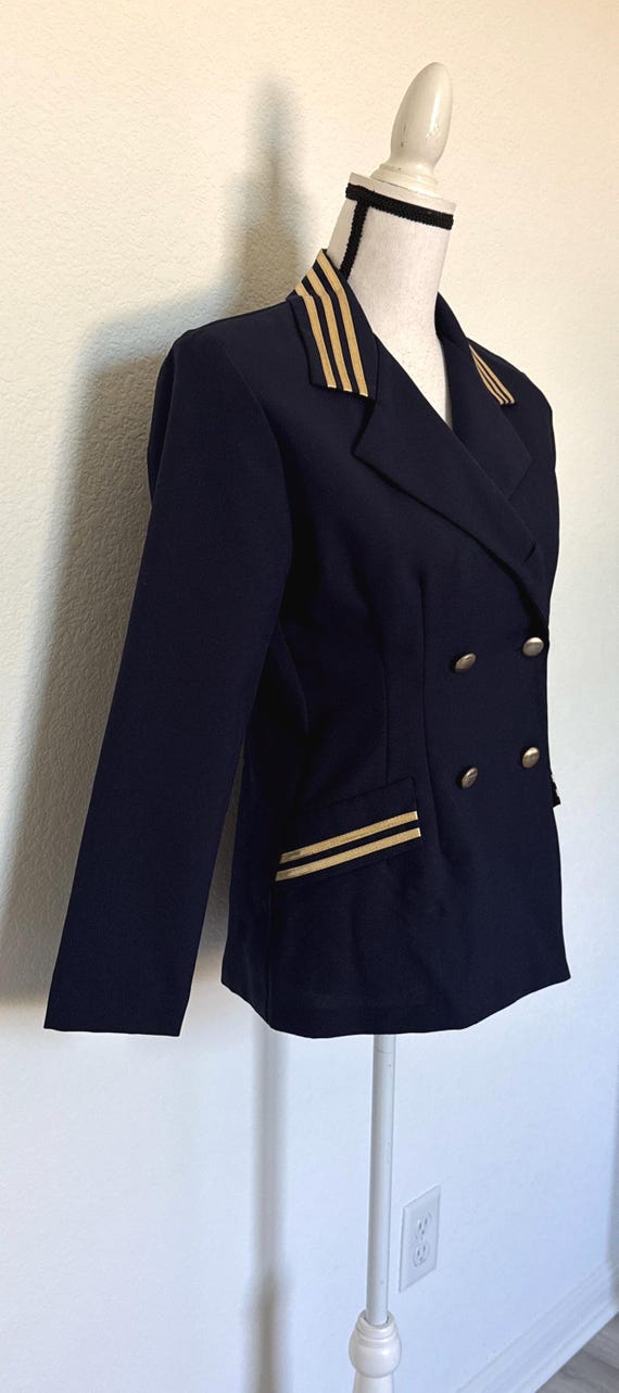 1980s 1990s Navy and Gold Nautical Double Breaste… - image 4