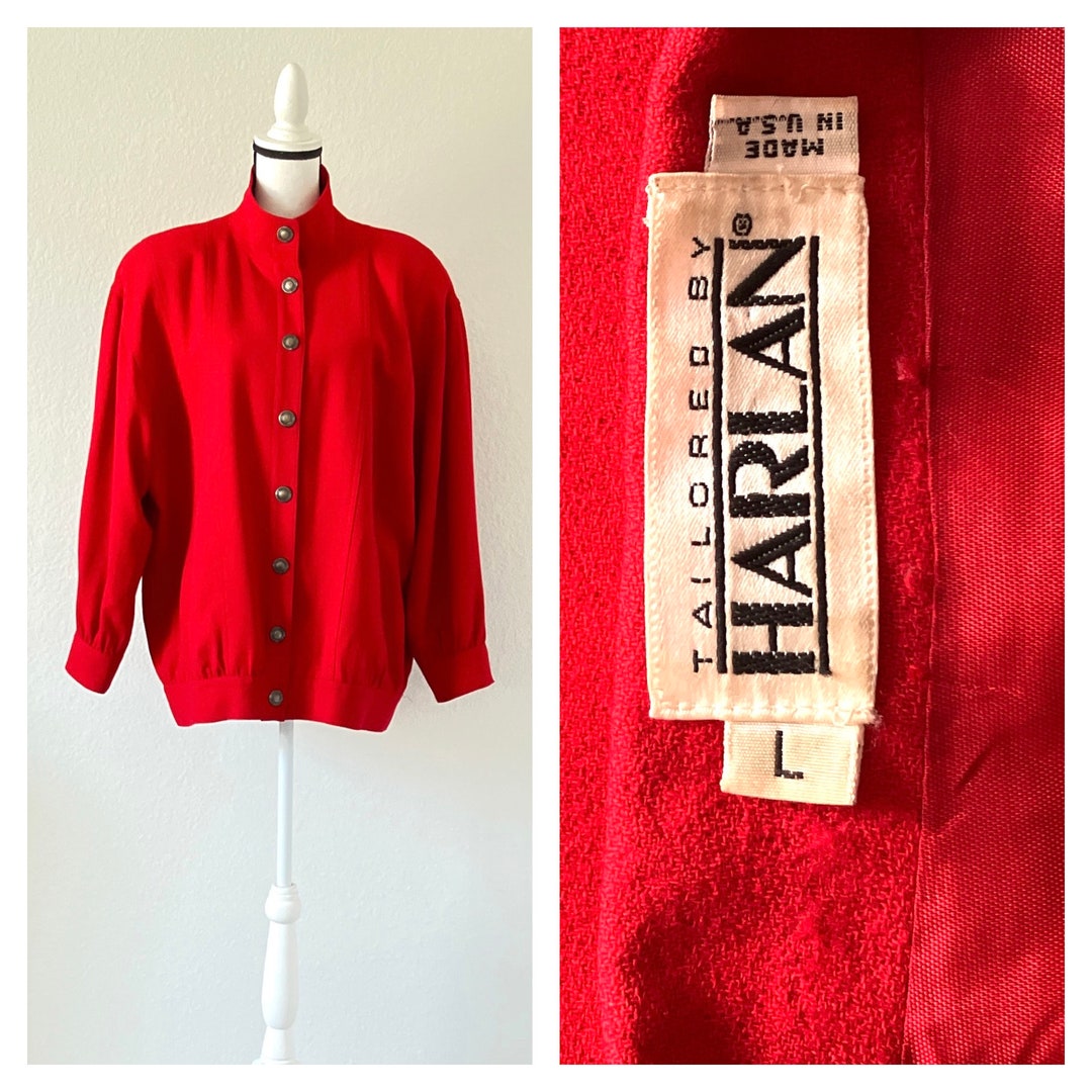 1980s Red Bomber Jacket, Vintage Jacket With Shoulder Pads - Etsy