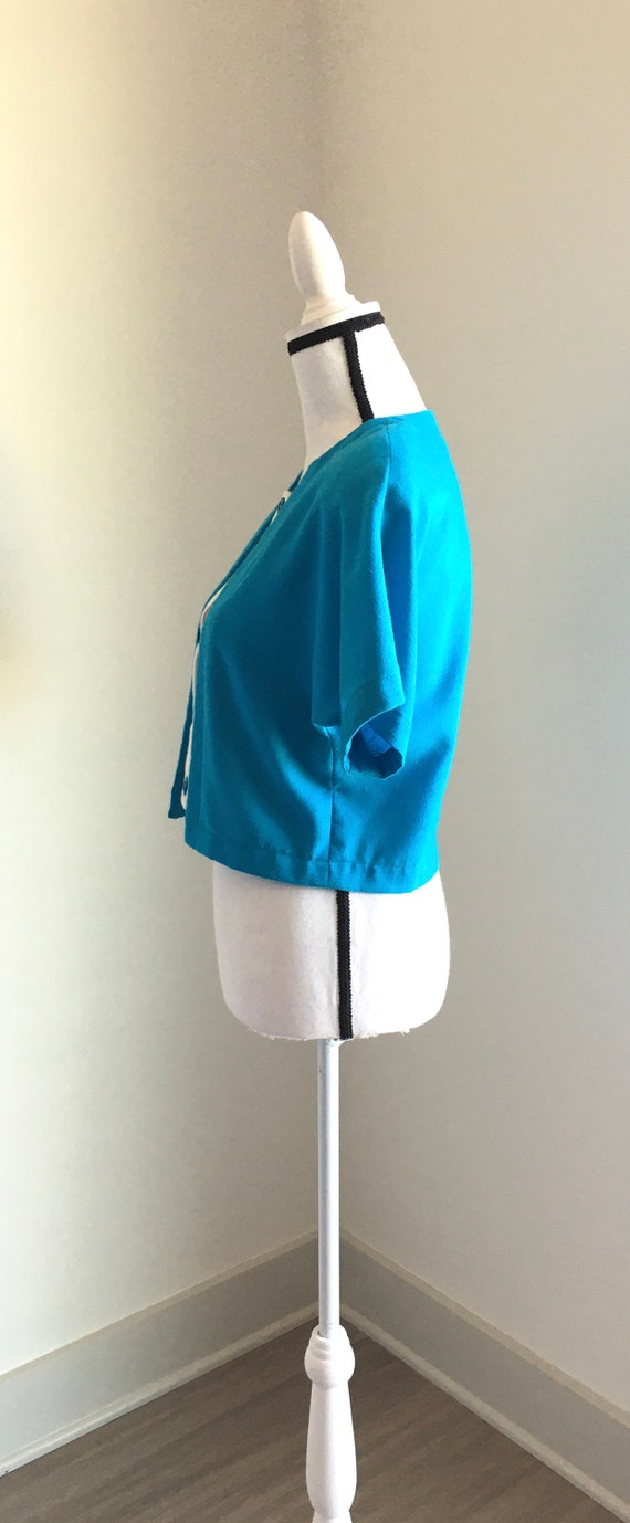1980s Cropped Linen Jacket, Vintage Two Tone Blaz… - image 2