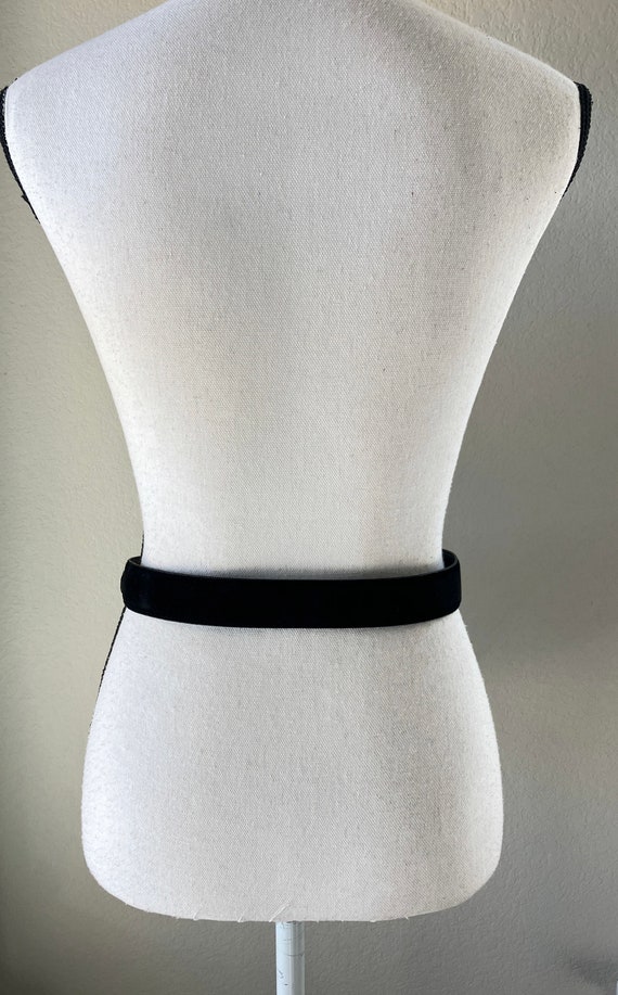 1980s Black Suede Belt, Vintage Wide Leather Belt - image 2