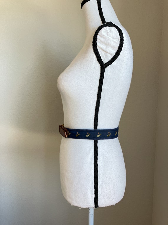 1990s Fabric and Leather Belt, Vintage Embroidere… - image 2