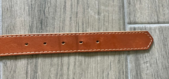 1970s Tan Leather Belt, 1980s Slim Caramel Belt - image 7