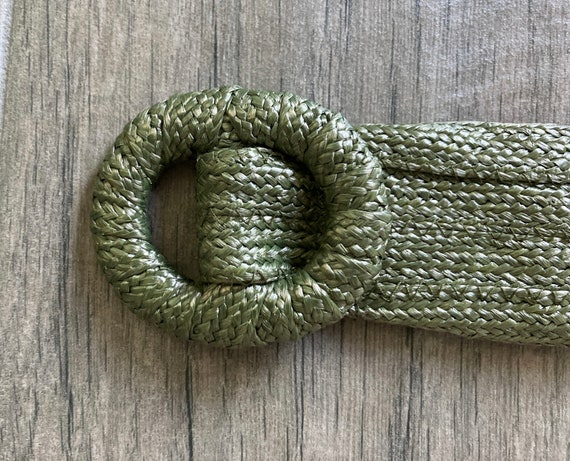 1970s Green Raffia Belt, 1980s Sage Straw Cinch B… - image 5