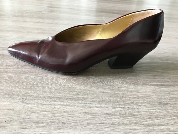 Vintage Evan-Picone, 1980s Burgandy Leather Pumps - image 5