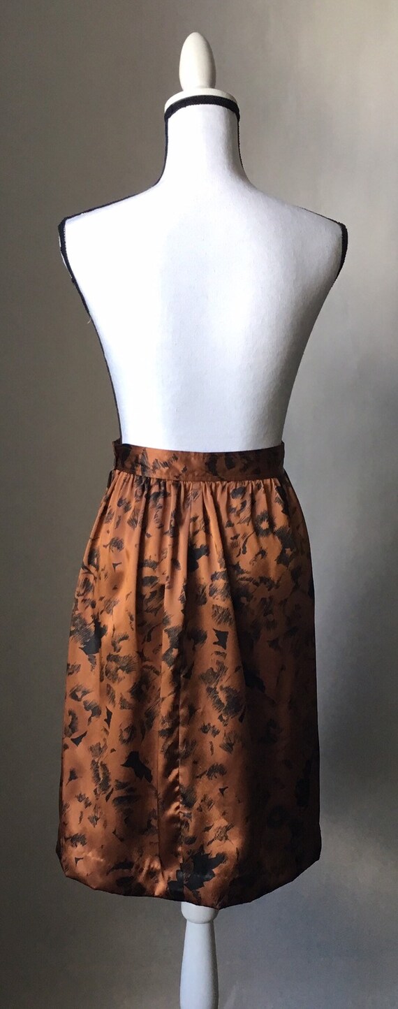 1980s Abstract Floral Print Skirt, 1980s Copper S… - image 4