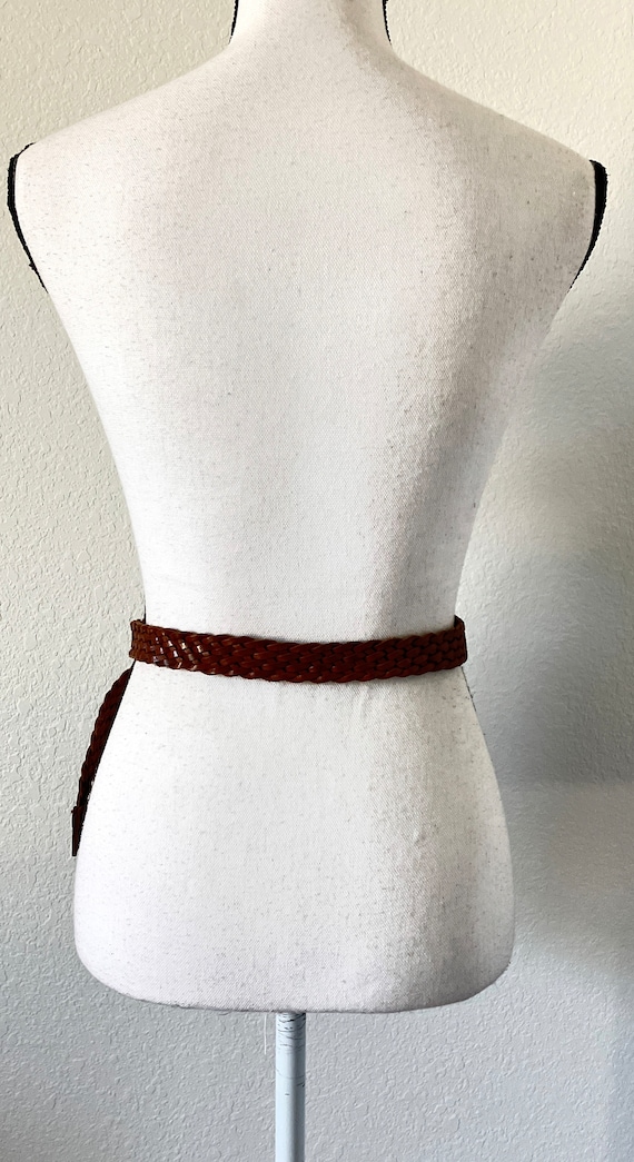 1980s Light Chestnut Braided Belt, 1990s Woven Le… - image 3