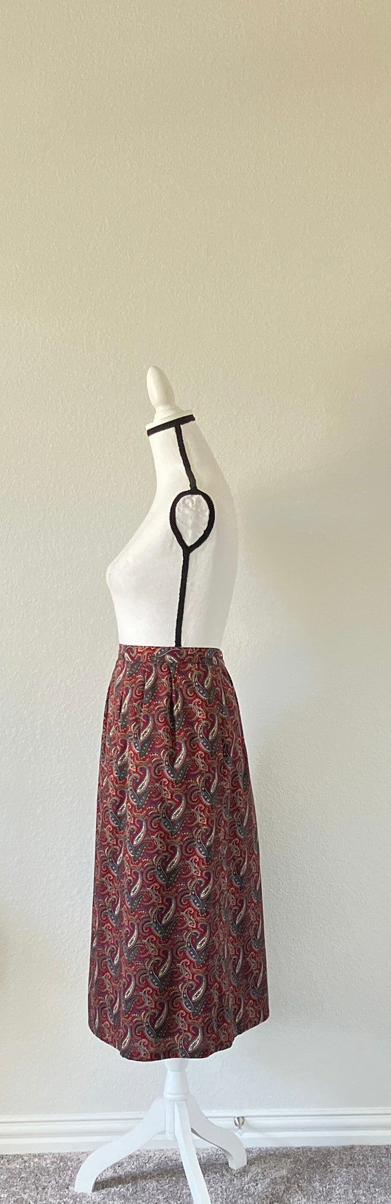 1980s Paisley Cotton Skirt, Vintage Autumn Midi S… - image 4