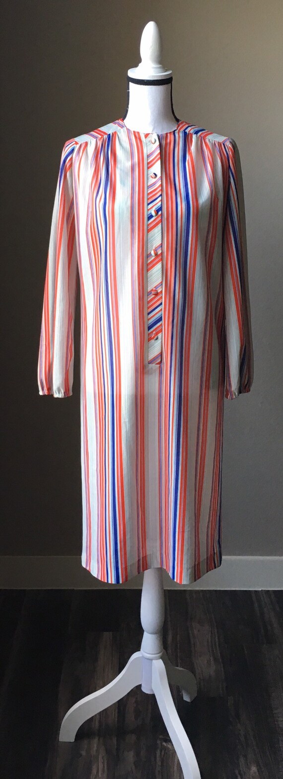 1960s Striped Belted Dress, 1970s Dress with Stri… - image 5