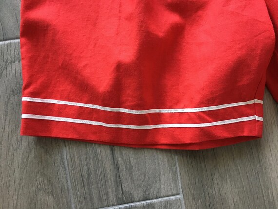 1980s Red Sailor Shorts, Vintage High Waisted Cot… - image 9