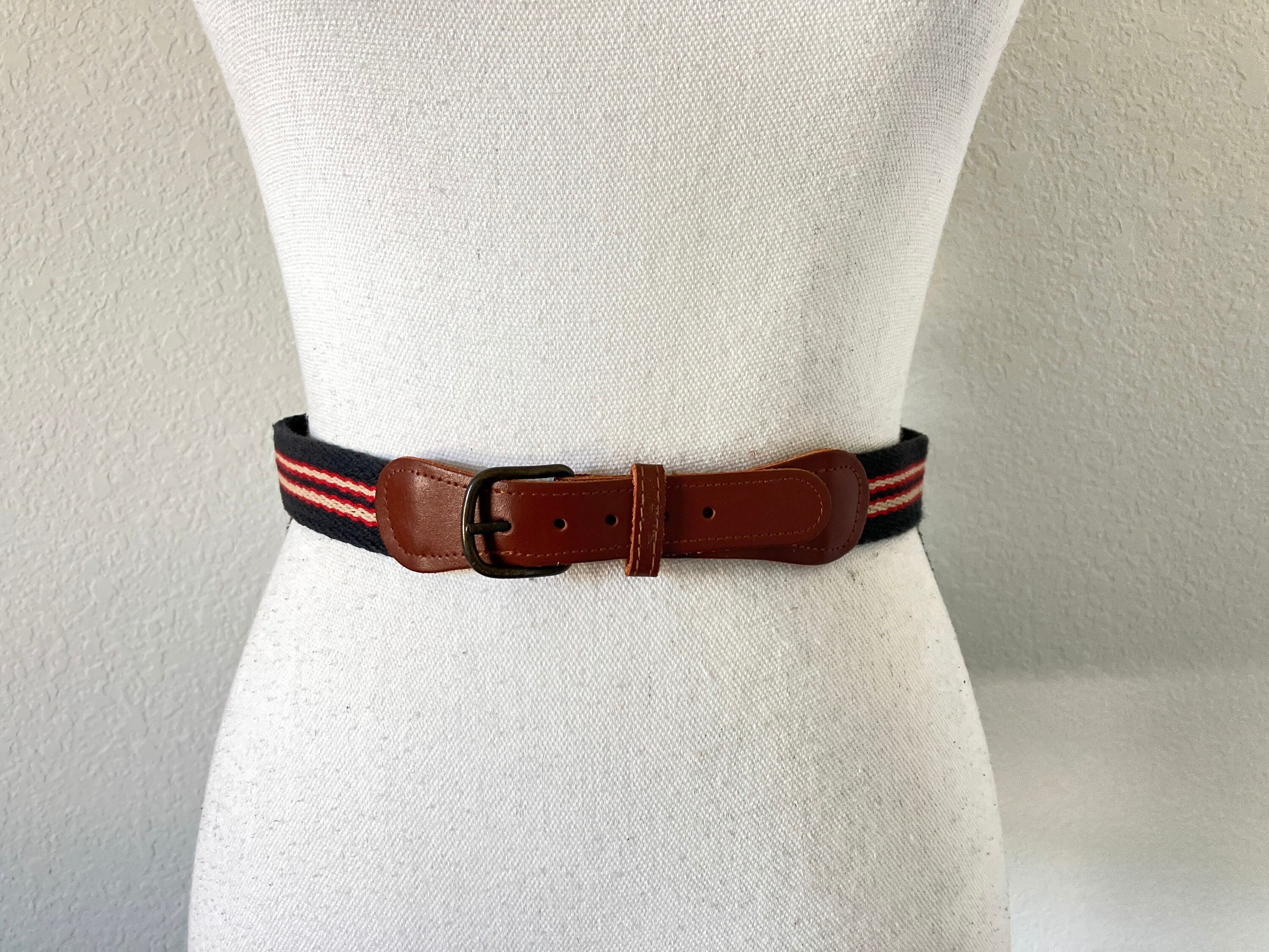 Vintage Leather and Striped belt Vintage Trafalgar red striped woven leather | Mercari main image 2