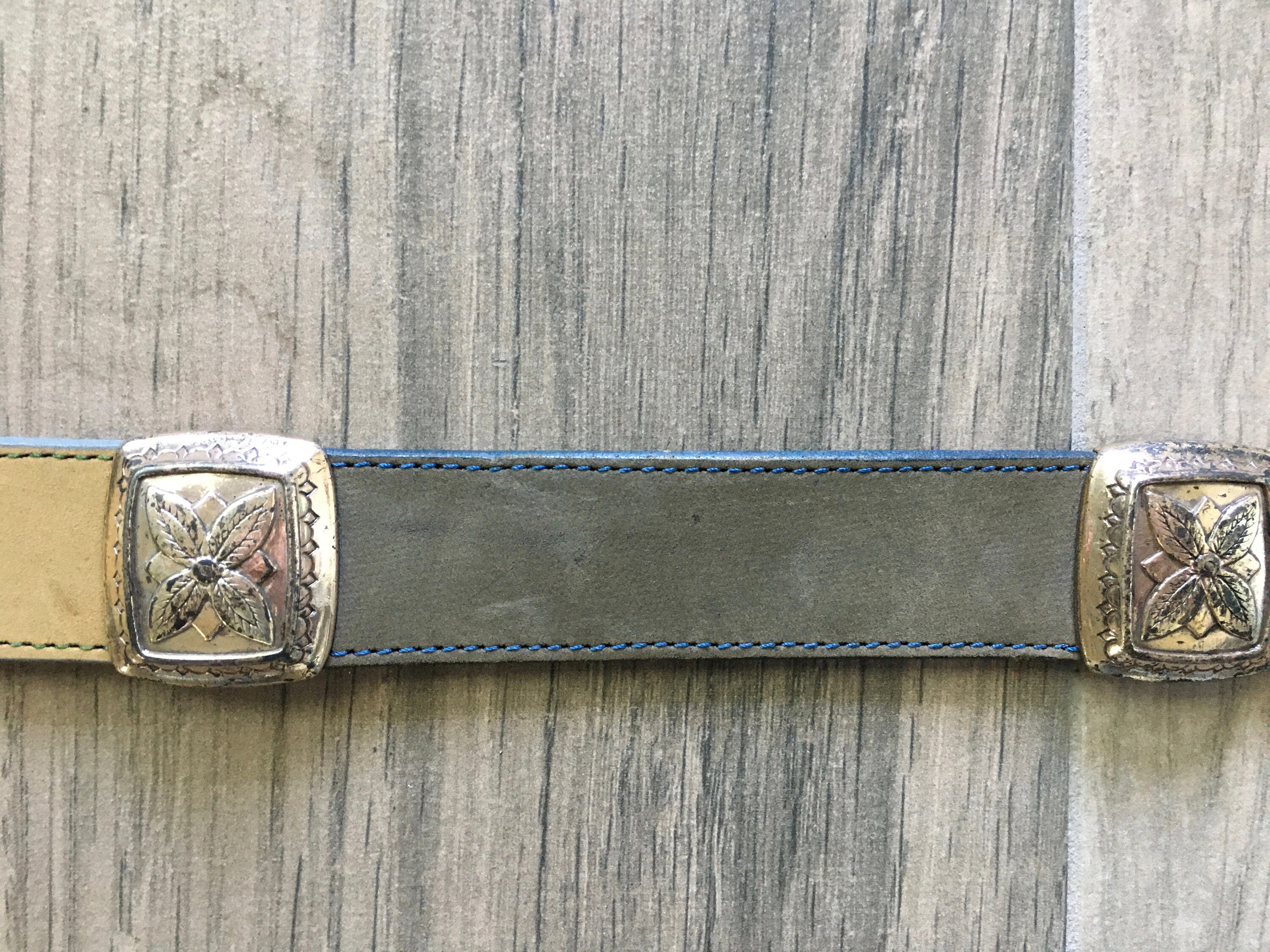 Vintage Brighton Leather Concho Belt: 1990s Floral Embossed 