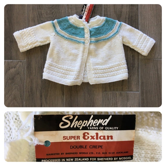 1960s Hand Knit Baby Cardigan, Vintage Shepherd S… - image 1