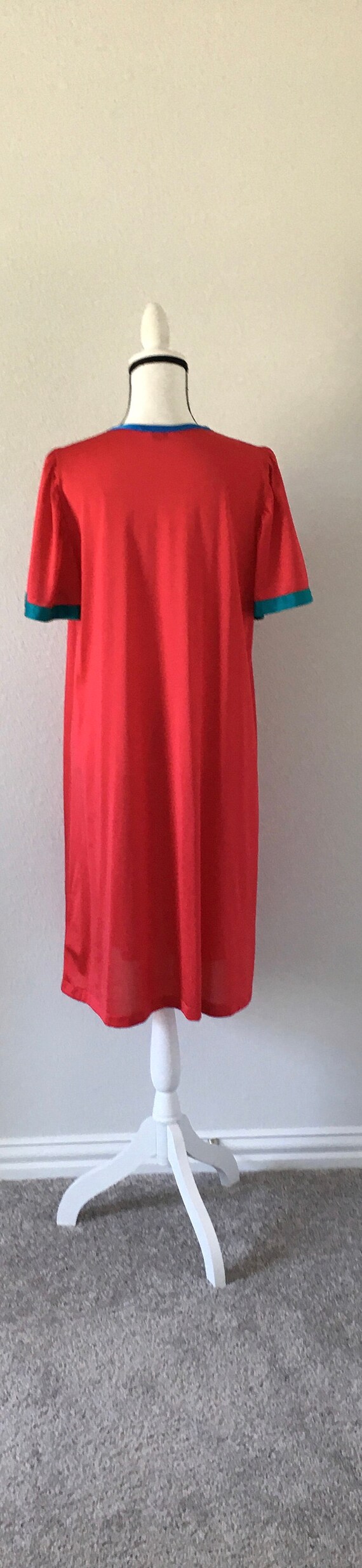 1970s Red Satin Nightgown, Vintage Colorful Sleep… - image 5