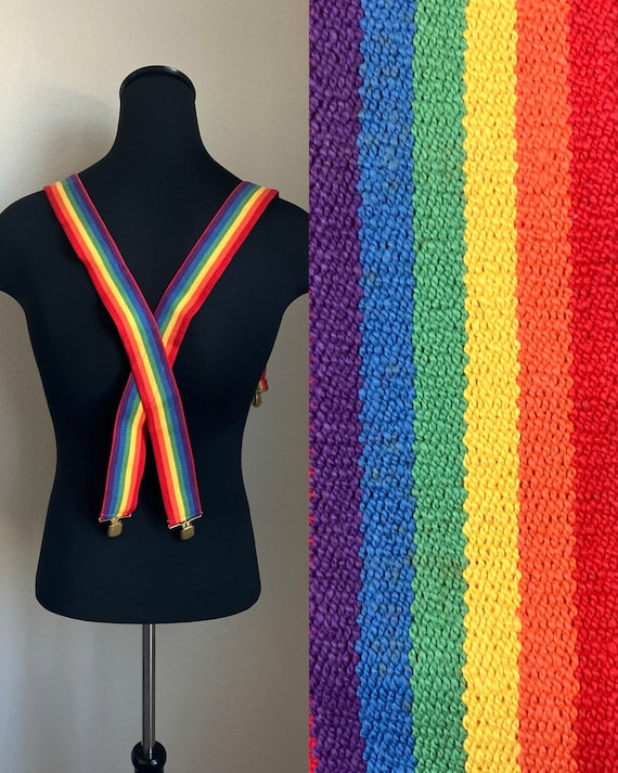 1970s Rainbow Suspenders, 1980s Striped Elastic Ga