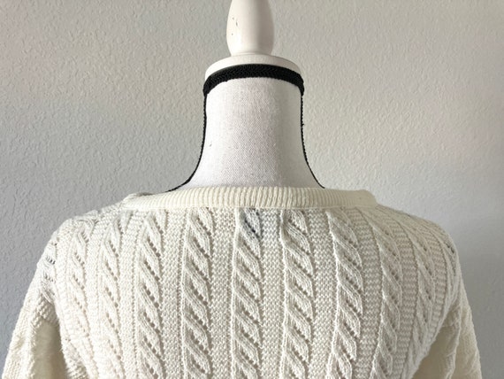 1960s Cable Knit Pullover Sweater, Vintage Ivory … - image 6