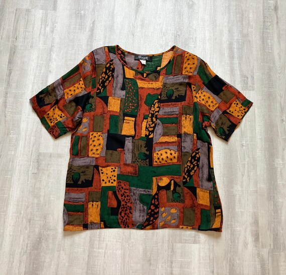 1990s Colorful Abstract Shell Top - image 7