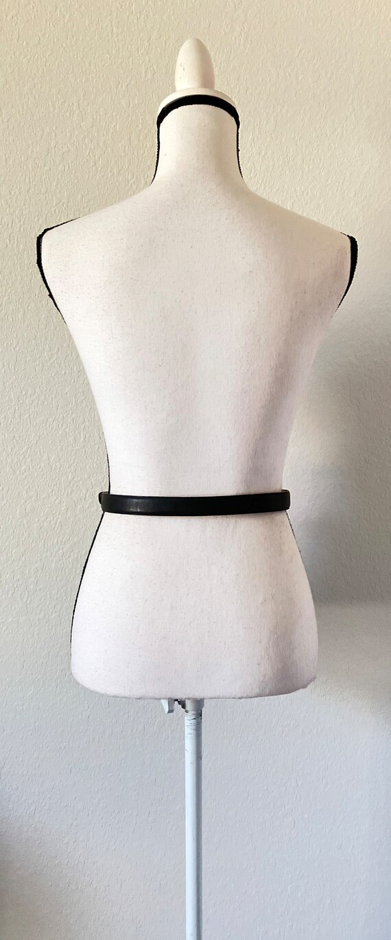 1990s Dark Gray Belt, Vintage Slim Leather Belt - image 4