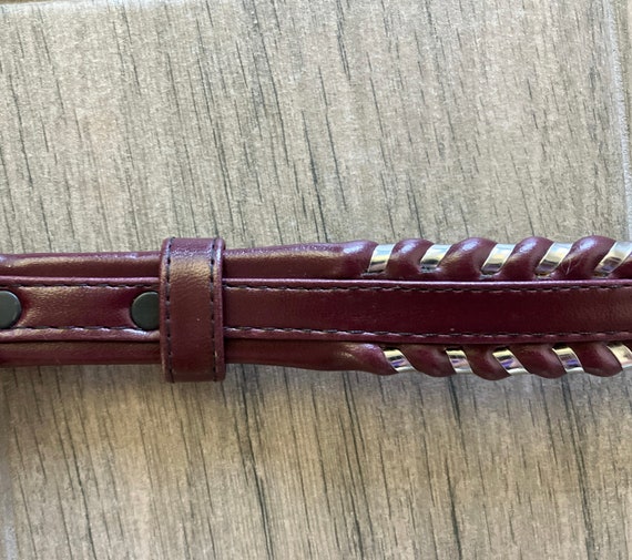 1970s Burgandy Leather Western Belt, Vintage Leat… - image 5