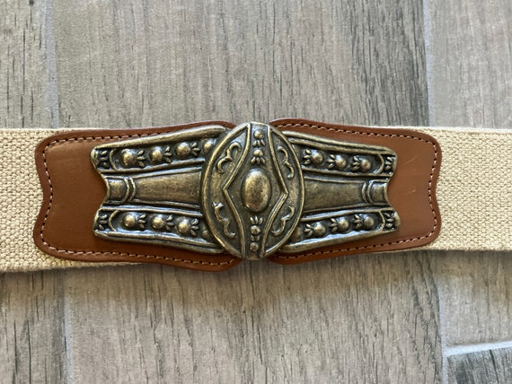 1980s Stretch Belt with Unique Buckle, Vintage Kh… - image 10