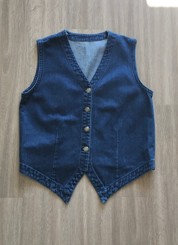 1980s Stonewash Denim Vest, Vintage Jean Vest wit… - image 9