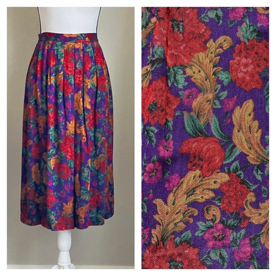 90’s Ivory Floral Jean Skirt by vivglidi