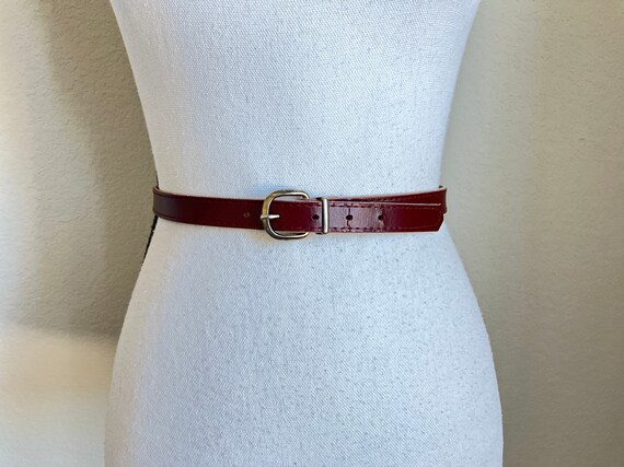 1980s Faux Leather Belt, Vintage Dark Cognac Vega… - image 1