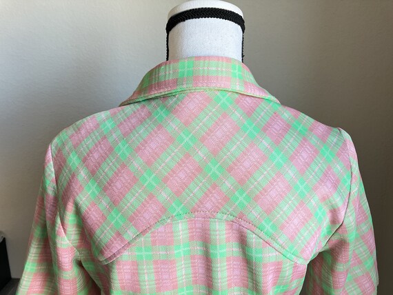1950s Hand Made Plaid Top, 1960s Pastel Tunic Blo… - image 7