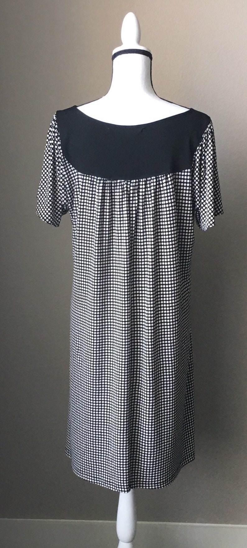 Vintage Max Studio,1990s Polka Dot Dress,1990s Black and White Dress,1990s Short Sleeve Dress,Dress with Flutter Sleeves