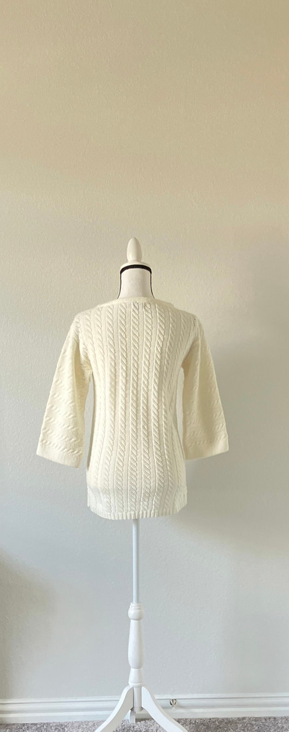 1960s Cable Knit Pullover Sweater, Vintage Ivory … - image 5