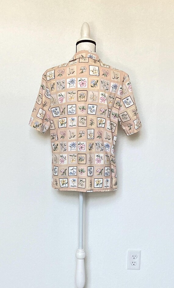 1990s Quilt Pattern Button Down Blouse - image 5