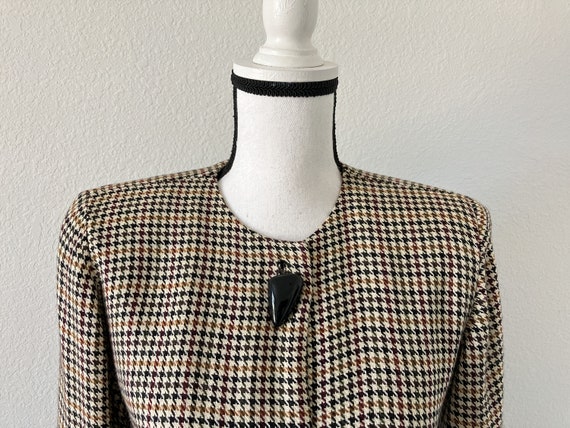 1980s Autumn Houndstooth Dress, Vintage Checkered… - image 3