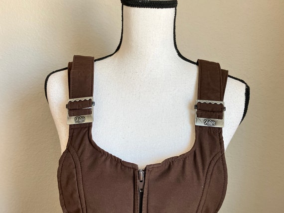 1980s Ski Bib Overalls, Vintage Chocolate Brown S… - image 3