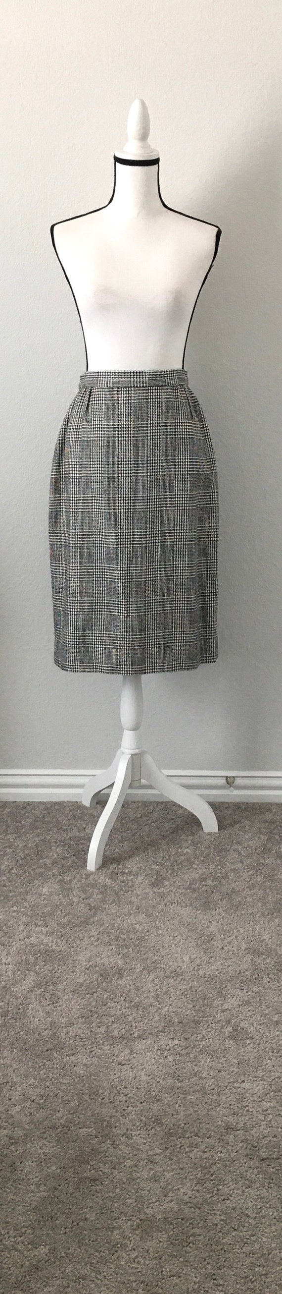 1980s Plaid Silk Blend Skirt, Vintage Multicolore… - image 2