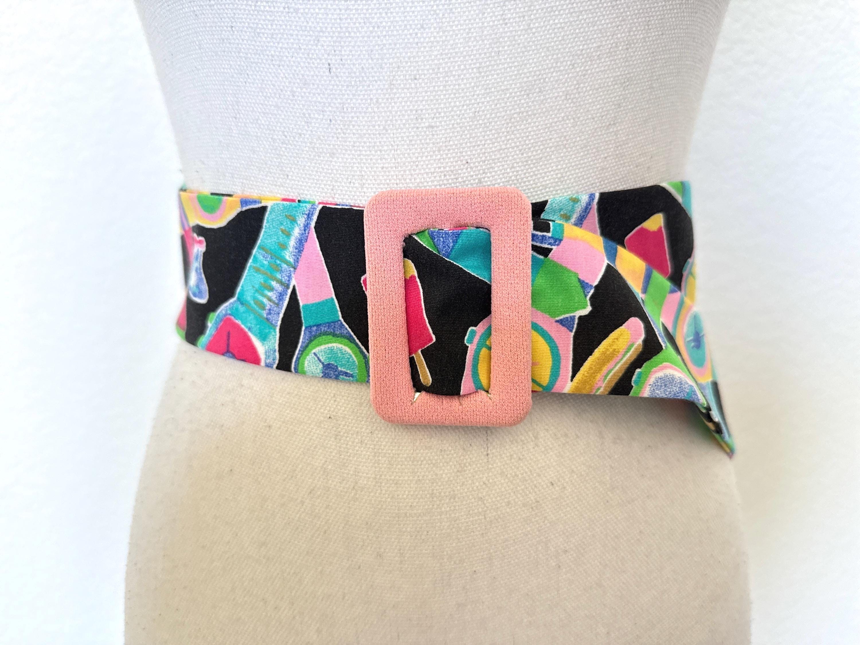 1980s Swatch Print Fabric Cinch Belt - Etsy display picture 1