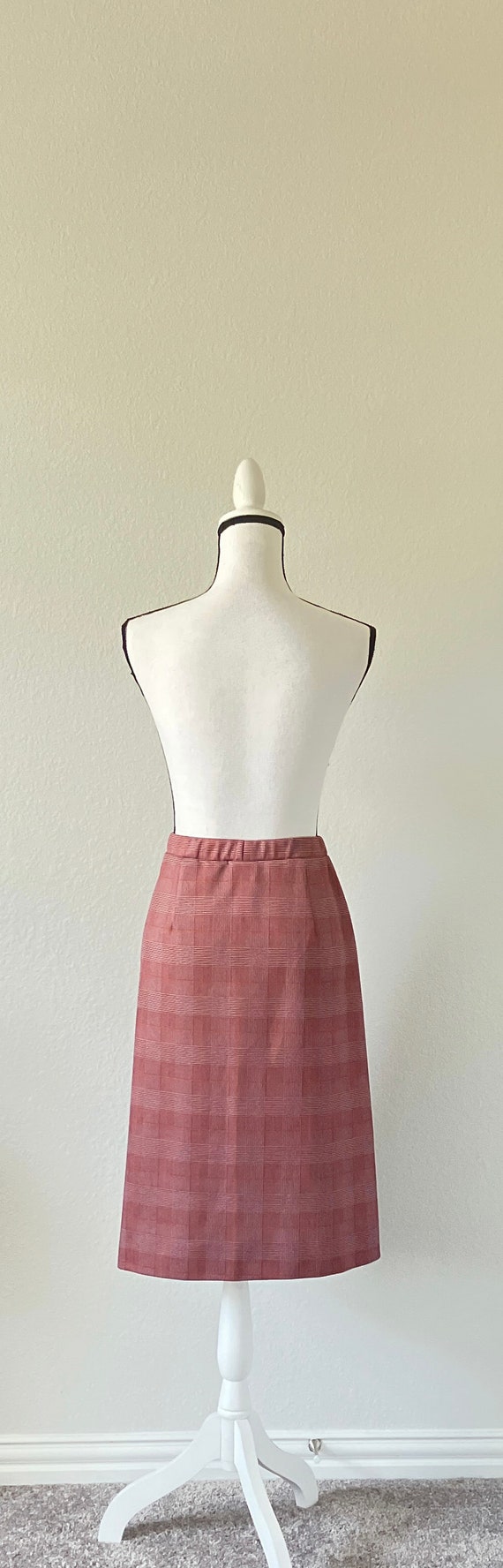 1970s Maroon Plaid Skirt, Vintage Pull On Skirt Gem