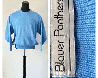 1960s Blue Crewneck Sweater, Vintage Winter Pullover