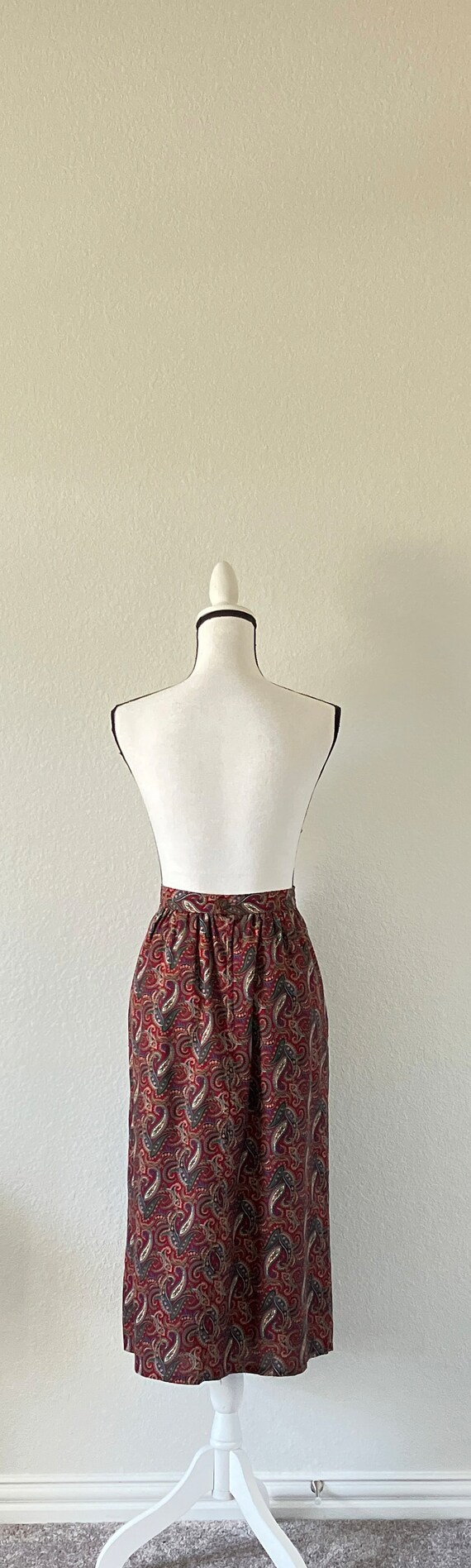 1980s Paisley Cotton Skirt, Vintage Autumn Midi S… - image 5