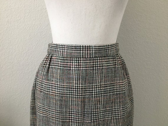 1980s Plaid Silk Blend Skirt, Vintage Multicolore… - image 3